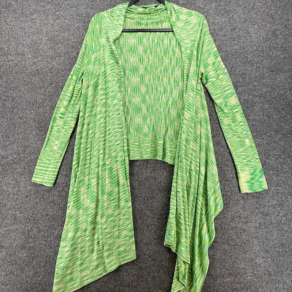 BCBG MAXAZRIA Y2K Cardigan Sweater M/L Green Drape Front Fairy 90s Hippie Gypsy